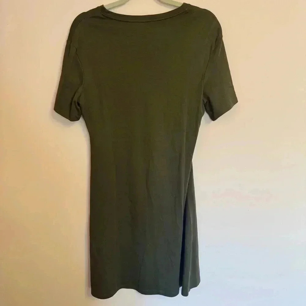 Theory Green Ruched T Shirt Dress - Women’s Large - Picture 7 of 8